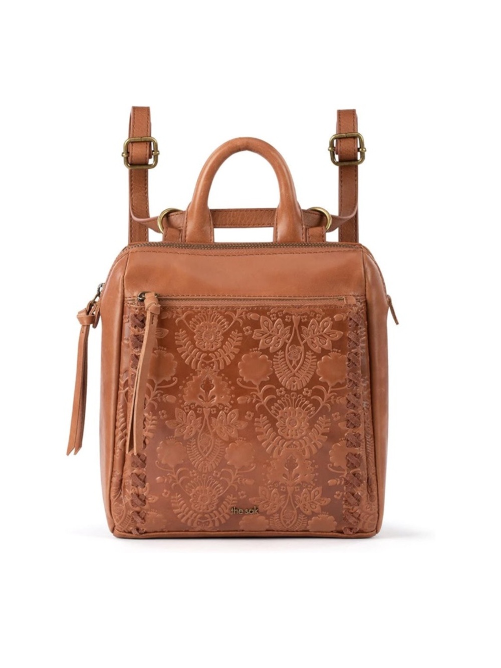 The Sak Embossed Leather Backpack - Brown